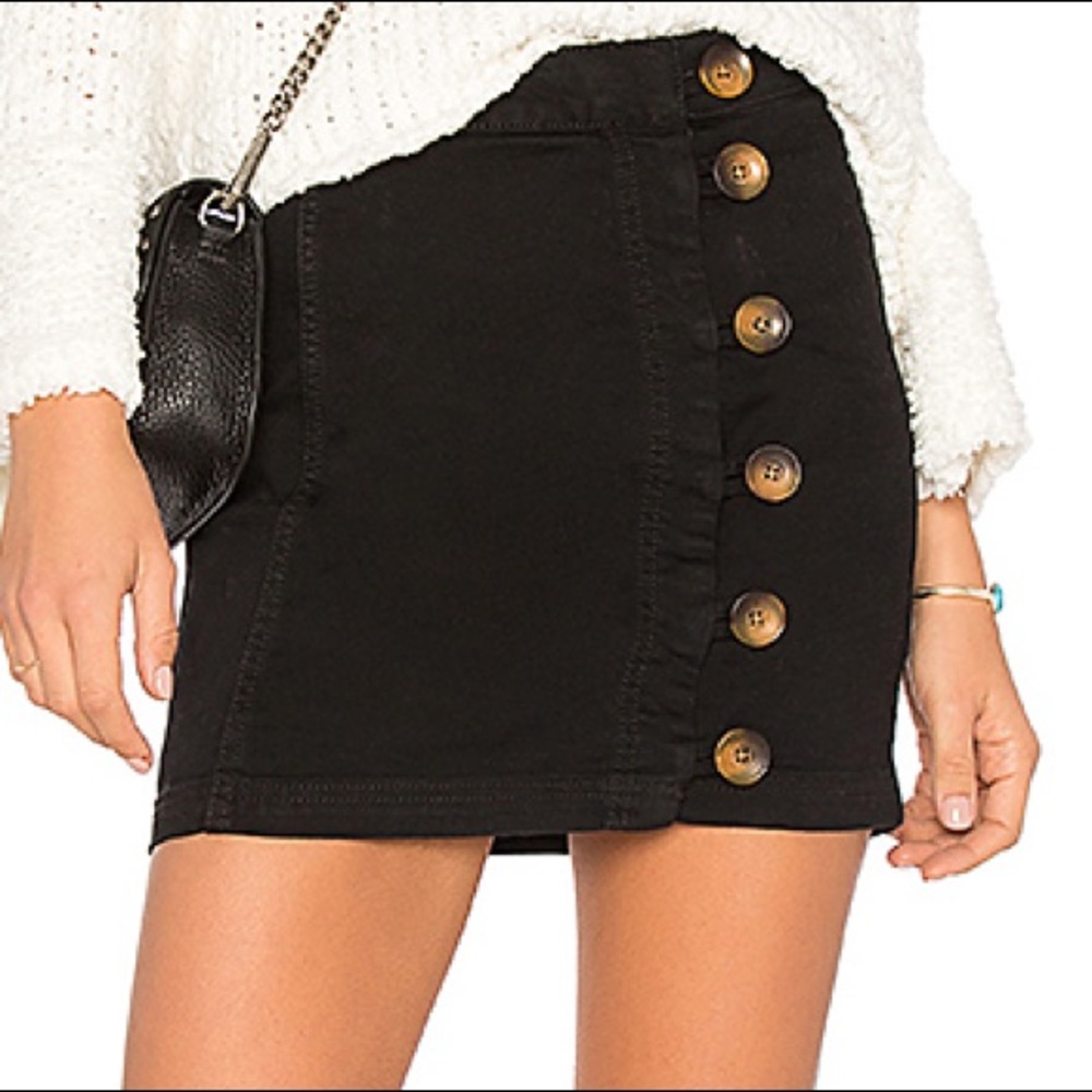 Free People Little Daisies Black Mini Skirt